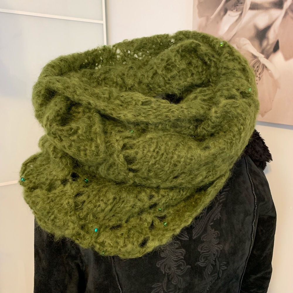 Hand knit French mohair scarf/shawl